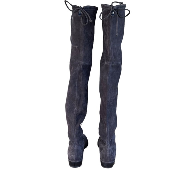 Stuart Weitzman Lowland Suede Over The Knee Boots Size 7.5M Gray Stretch Spain - Picture 5 of 16